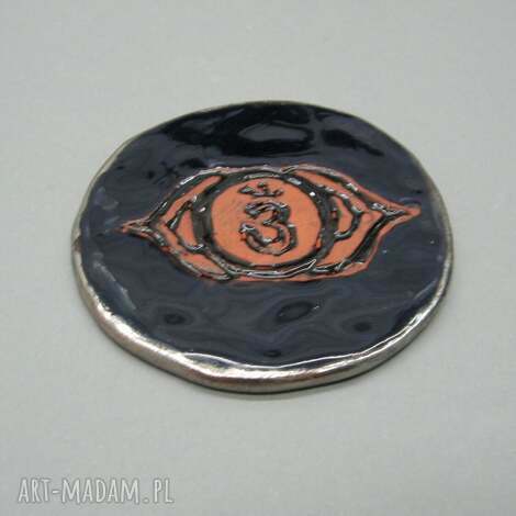 Czakra trzeciego oka - podkładka ceramiczna z rytowanym symbolem (handmade)