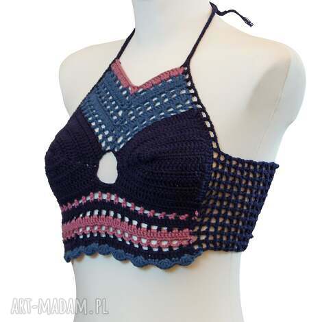 Letni top bralet na szydełku z 100% bawełny (S/M) - ręcznie robiony Cosy creation
