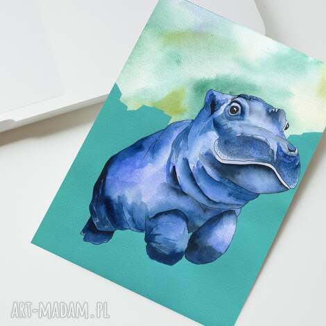 kartka okolicznościowa urodziny z hipopotamem, życzenia, ślub