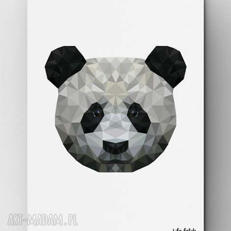 panda A3 plakat, grafika formacie A3, zoo lowpoly