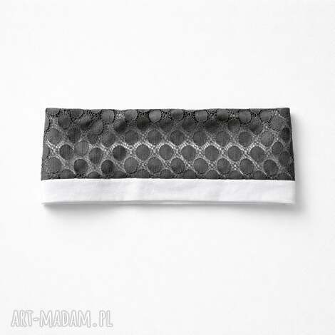 Opaska szara koronkowa rozmiar 55-56 cm - ręcznie robiona