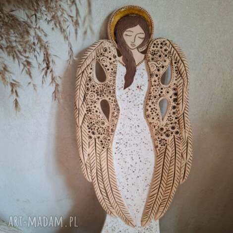 duży anioł ceramiczny - ilovik, prezent, chrzest, ślub, komunia