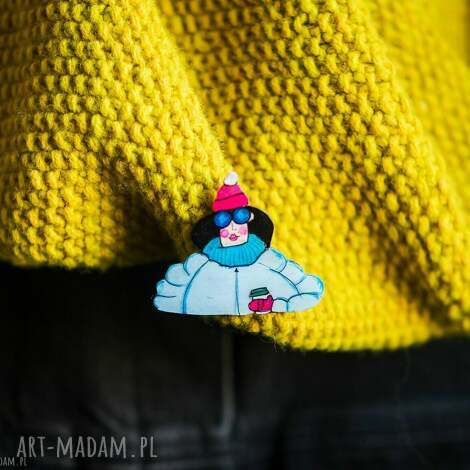 broszka zimowa berta prezent dla narciarki, prezent na gwiazdkę, biżuteria