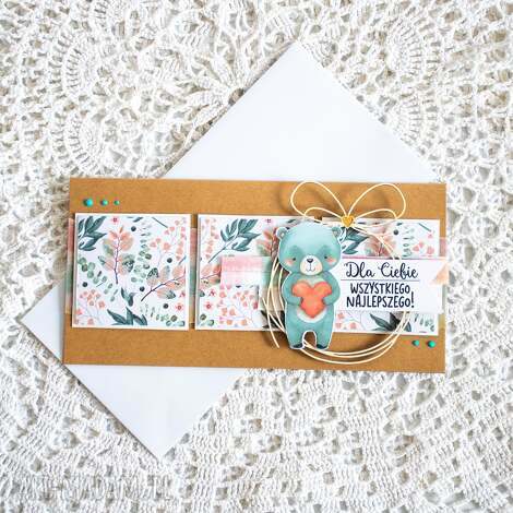 Misiowa kartka na urodziny dla Ciebie - Wszystkiego najlepszego (handmade scrapbooking)