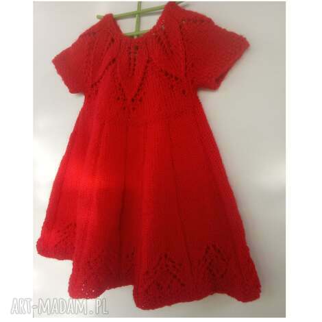 czerwona sukienka tunika dziewczynki roczek, chrzest drutach
