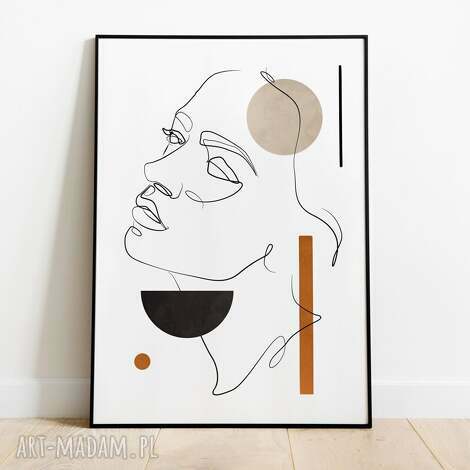 Plakat One Line 50x70 cm - kobieta twarz w geometrii