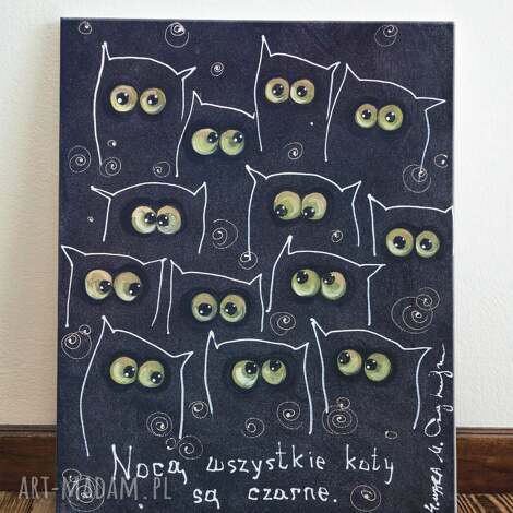 Nocą wszystkie koty są czarne - obraz Giclee na płótnie Canvas