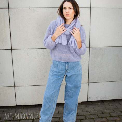 szal z moheru, pomysł na prezent, miękki szalik