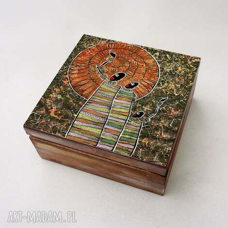 Słoneczna szkatułka drewniana z decoupage „Każdy lubi swoje słońce” - handmade prezent