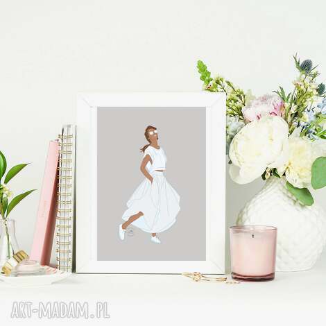 Ilustracja A4 Girl in grey - elegancki plakat do ramki (limitowana edycja)