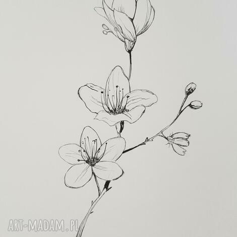 kwiatki - praca formatu A5, cienkopis papier
