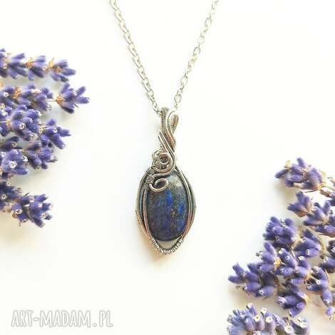 Naszyjnik z lapisem lazuli - stal chirurgiczna handmade