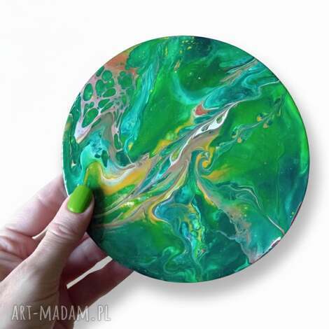 Wir Kolorów - unikalny magnes handmade na lodówkę 15 cm (acrylic pouring)