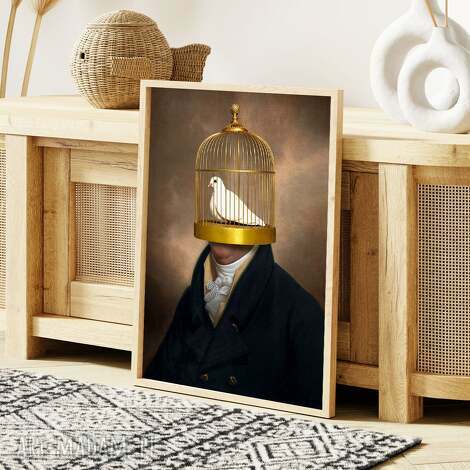 plakat w złotej klatce - format 61x91 cm salonu