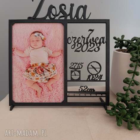 Personalizowana ramka na zdjęcia Narodziny dziecka - imię, data i godzina, waga i wzrost - 10x15 cm