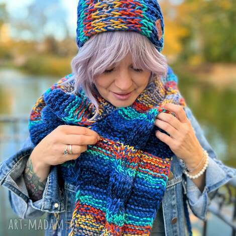 szal merino 50- górski potok szalik z włóczki premium