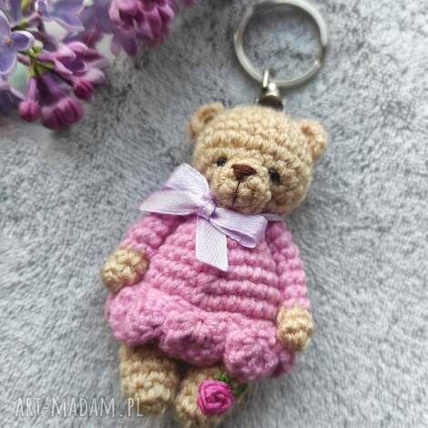 Breloczek Michalinka - haftowany miś do kluczy handmade