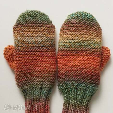 rękawiczki kolorowe sjena, wełniane, walentynki, jednopalczaste, prezent dla niej