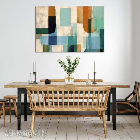 zielony obraz abstrakcyjny - geometryczna minimalistyczna abstrakcja 60x90 cm