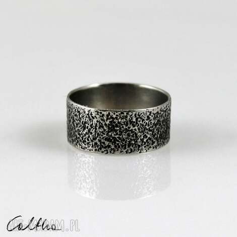 piasek - metalowa obrączka (rozm. 18) (1504 - 02) unikat, metalowy pierścionek