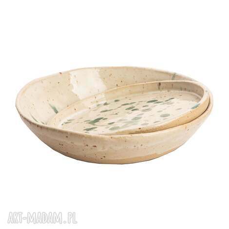 Zestaw dwóch talerzy ceramicznych - ręcznie robiona ceramika