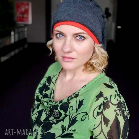 czapka unisex długa smerfetka sportowa, etno boho, dzianina męska