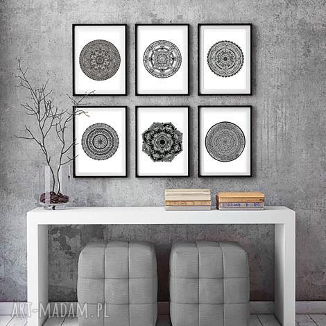 Zestaw 6 plakatów A3 Mandala - grafiki do wnętrz