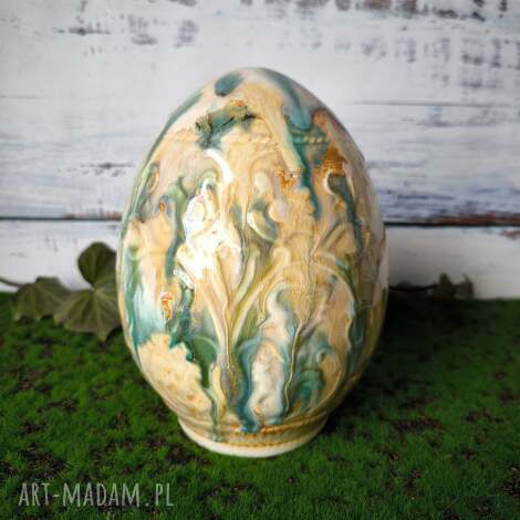 Kolorowa pisanka XL - ceramiczne jajo wielkanocne ręcznie zdobione