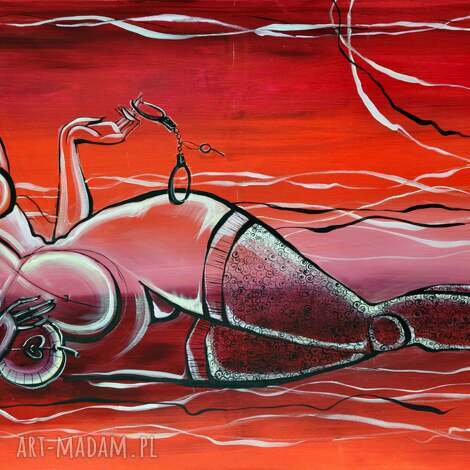 Zmysłowy obraz na płótnie "Nie sprzeciwisz się" 80x42 cm - czerwony akt Marina Czajkowska