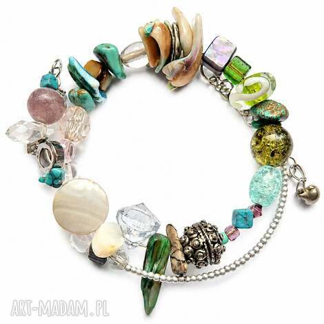 Kolorowa bransoletka na drucie pamięciowym - uniwersalna boho handmade