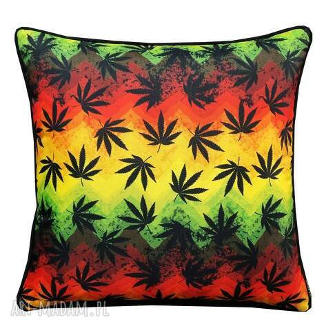 majunto poduszka dekoracyjna 45x45cm liść reggae marihuana prezent, liście