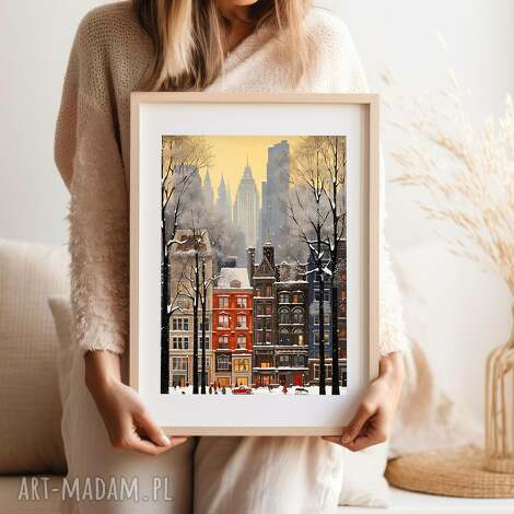 Plakat Nowy Jork zimą 30x40 cm - autorska ilustracja Hogstudio