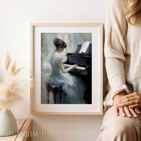 Pianistka - plakat 30x40 cm z fortepianem dla miłośniczki muzyki