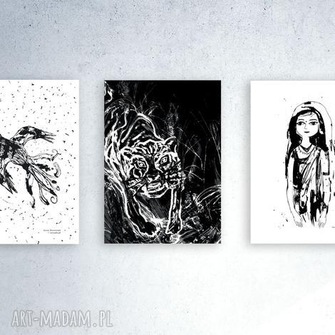 Zestaw 3 plakatów 21x30 cm - skandynawski styl, czarno-białe ilustracje