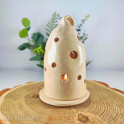 ceramiczny lampion na tealight, ręcznie lepiona ceramika