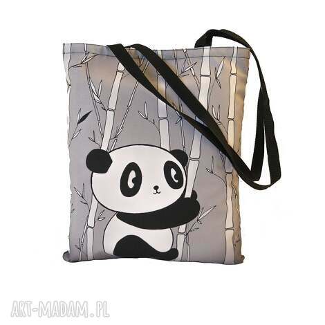 Torba na zakupy Panda - shopperka Codura, wodoodporna, autorski nadruk