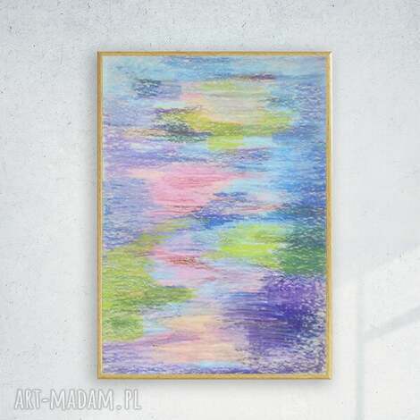 Pastelowa abstrakcja w ramce - oprawiony rysunek 22,5x31 cm do pokoju