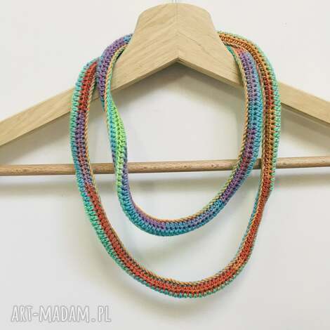 naszyjnik dzianinowy boho ręcznie robiony bawełna