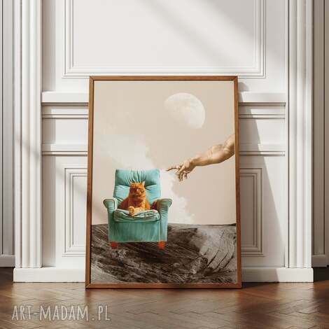 Plakat Boski Kot A2 42x59,4 cm - kolaż artystyczny dla kociarzy
