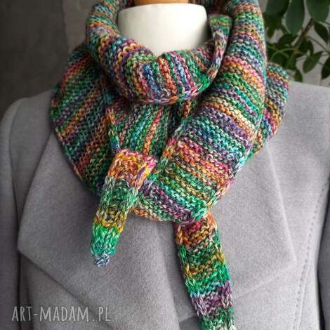 szaliczek sofia ręcznie robiony na drutach szalik zimę, ciepły