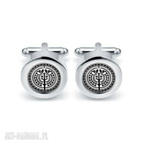 Eleganckie spinki do mankietów Kurpie - kurki, handmade