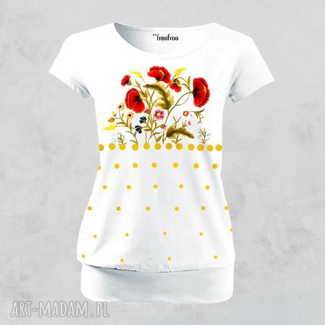 bluzka malowana ręcznie - polskie kwiaty koszulka t-shirt, bawełna, bawełniana