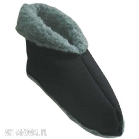 buty bambosze męskie za kostkę, ciepłe kapcie, wełna merynos roz 44/45 28 cm