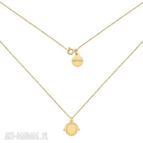 złoty obrotowy dwustronny naszyjnik z księżycem i słońcem