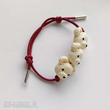 MIŚ bransoletka ze srebra 925 i kolorowym sznurkiem - handmade dla Ciebie