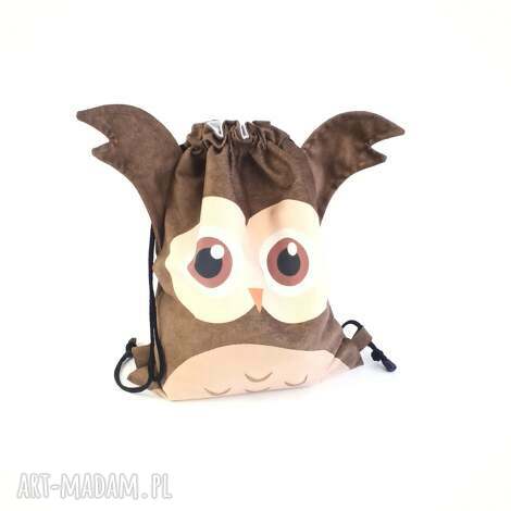 Worek Sowa - handmade workoplecak z weluru do przedszkola i szkoły | art-Madam.pl