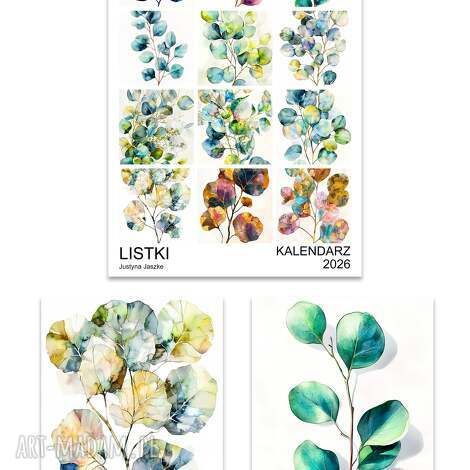 Kalendarz 2026 Pionowy Listki 15x21 cm - rośliny, autorski planner