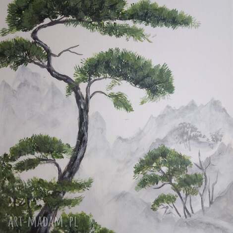 pejzaż akrylowy ręcznie malowany na płótnie półcienie ciszy - 30x24cm darmowa