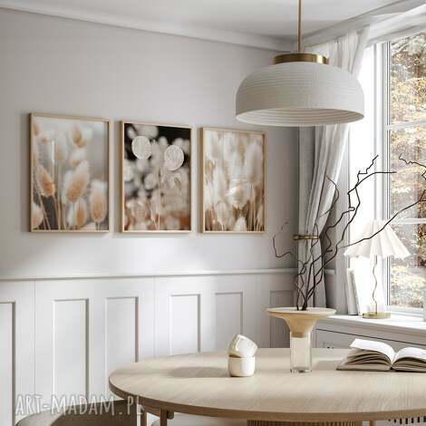 zestaw plakatów 30x40 cm rośliny w beżach i brązach set189 dekoracje boho