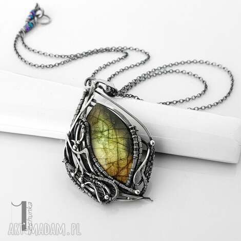 filix - srebrny naszyjnik z labradorytem, naszyjnik srebrny, wire wrapping